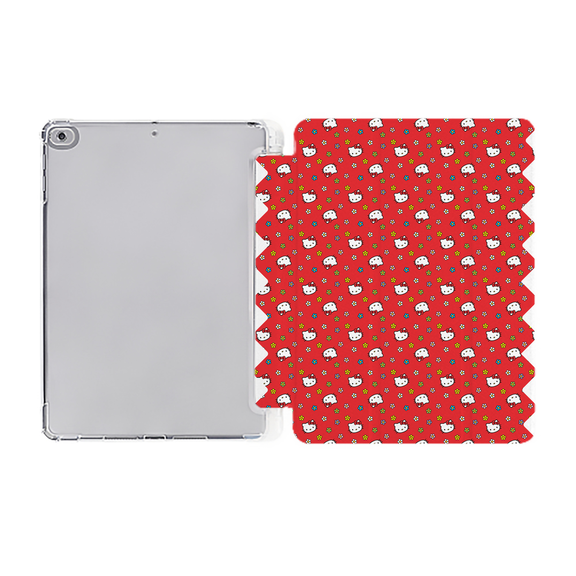 （画像用） Hello Kitty ハローキティ IPad ケース ペン収納付き 三つ折りスタンド PUレザー×シリコン 対応機種9.5/10.5/10.9インチ